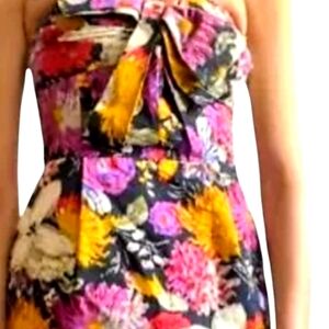 Anthropologie Moulinette Soeurs black multicolored floral strapless dress Size 6